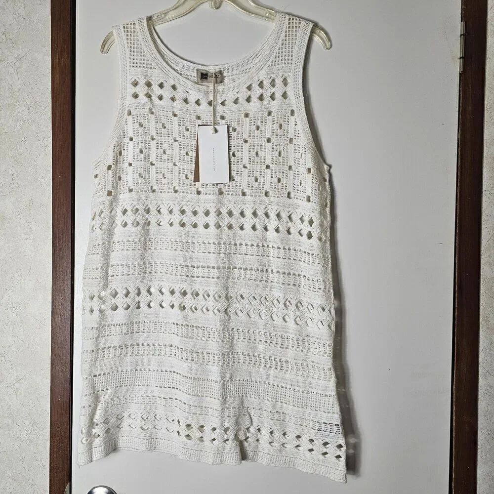 Nwt Look By M Newyork Ivory Crochet Lace Mini Dress Cover Up Women's One Size